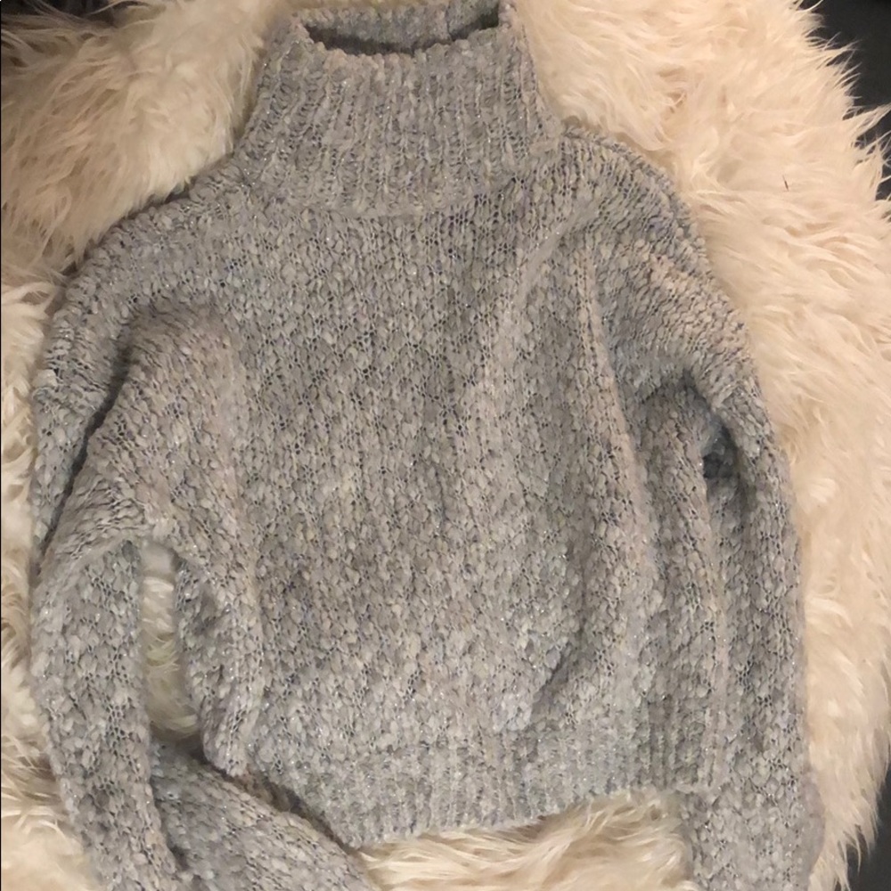 Hollister grey sparkly chunky mock neck sweater